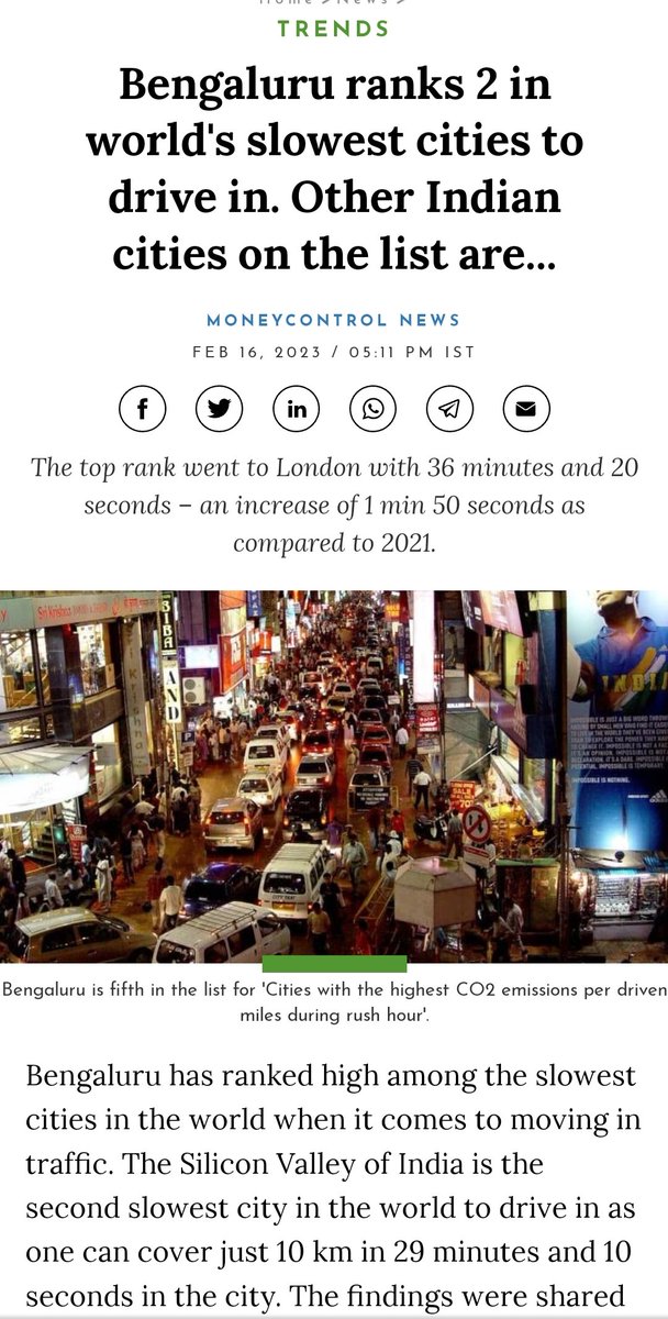 rahulbashu's tweet photo. As per the survey done by @TomTomDevs #bengaluru 2nd slowest to drive through in the world 2022.
It takes 29 min 10s  to travel to 10 km in #bengaluru last year.

#siliconvalleyofindia
ranked 5th with highest Co2 emissions per drive per mile.

 #bengalurutraffic
@CMofKarnataka https://t.co/nyB55dltFJ