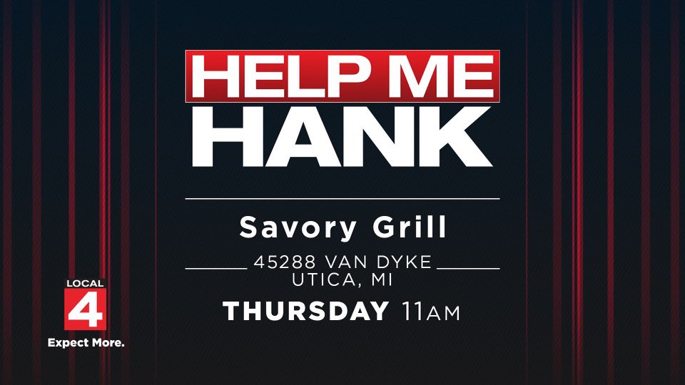 hankwinchester's tweet photo. Have a problem? Come see me today in Utica. @Local4News #HelpMeHank https://t.co/VPXhGh6AWZ