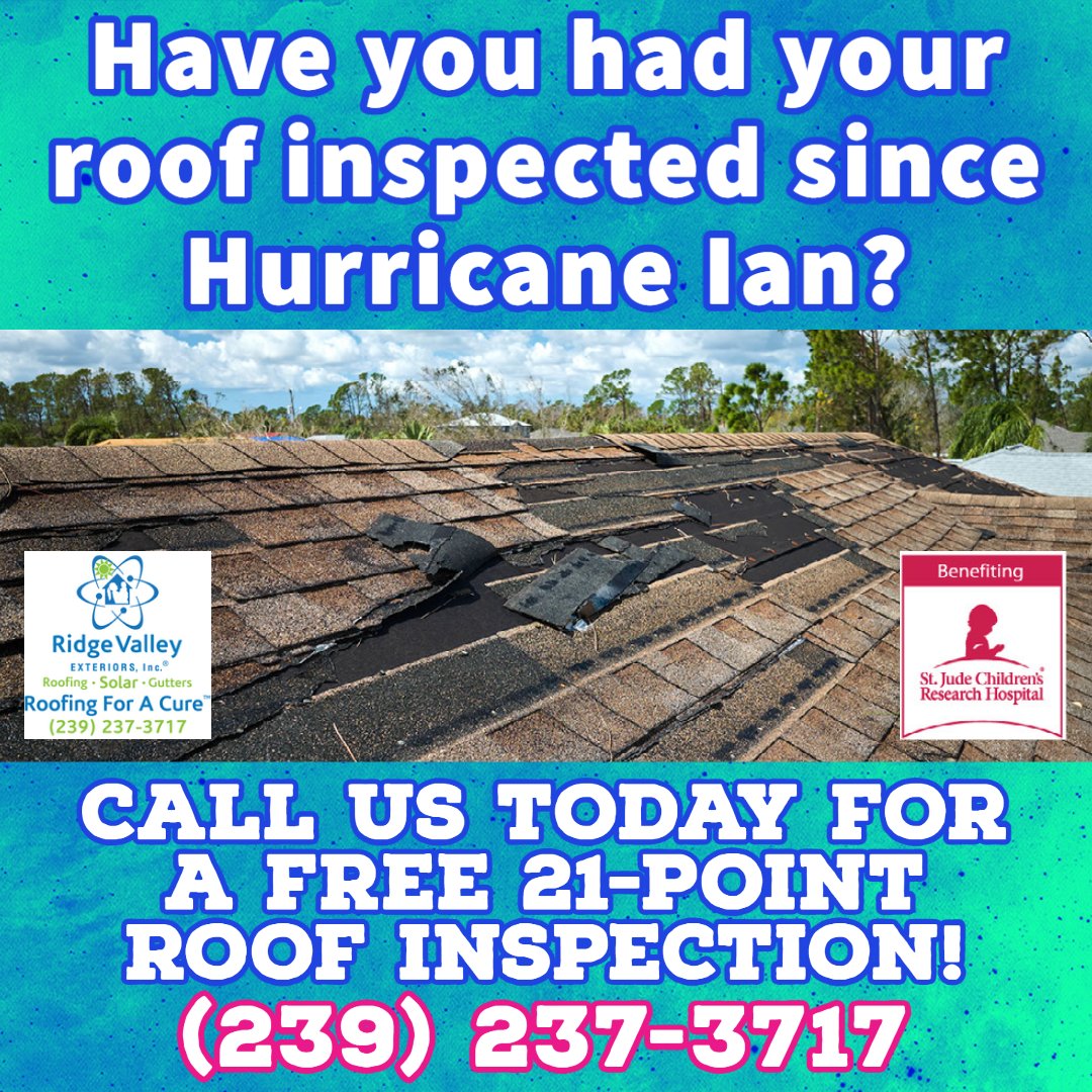 ridgevalleyex's tweet photo. Have you had your roof inspected since Hurricane Ian this past September?

Call us TODAY for a FREE 21-point roof inspection!

#MarcoIsland #Florida #Storm #Damage #Hurricane #Sarasota #CollierCounty #LeeCounty #ManateeCounty #Roofing https://t.co/VGZ45ZSYEj
