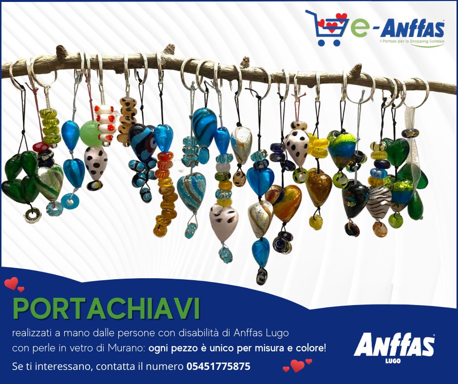 e-Anffas (@e_anffas) on Twitter photo 💕 Vuoi fare un #regalo unico e speciale❓
Scegli i Portachiavi con perle in vetro di Murano realizzati da #Anffas Lugo❗️
Se sei interessato, contatta subito
📞 05451775875 - 📧 ANFFASLUGO@LIBERO.IT
👉 Ma non solo... Visita la piattaforma #eAnffas➡️ e-anffas.net 💕 Vuoi fare un #regalo unico e speciale❓
Scegli i Portachiavi con perle in vetro di Murano realizzati da #Anffas Lugo❗️
Se sei interessato, contatta subito
📞 05451775875 - 📧 ANFFASLUGO@LIBERO.IT
👉 Ma non solo... Visita la piattaforma #eAnffas➡️ e-anffas.net