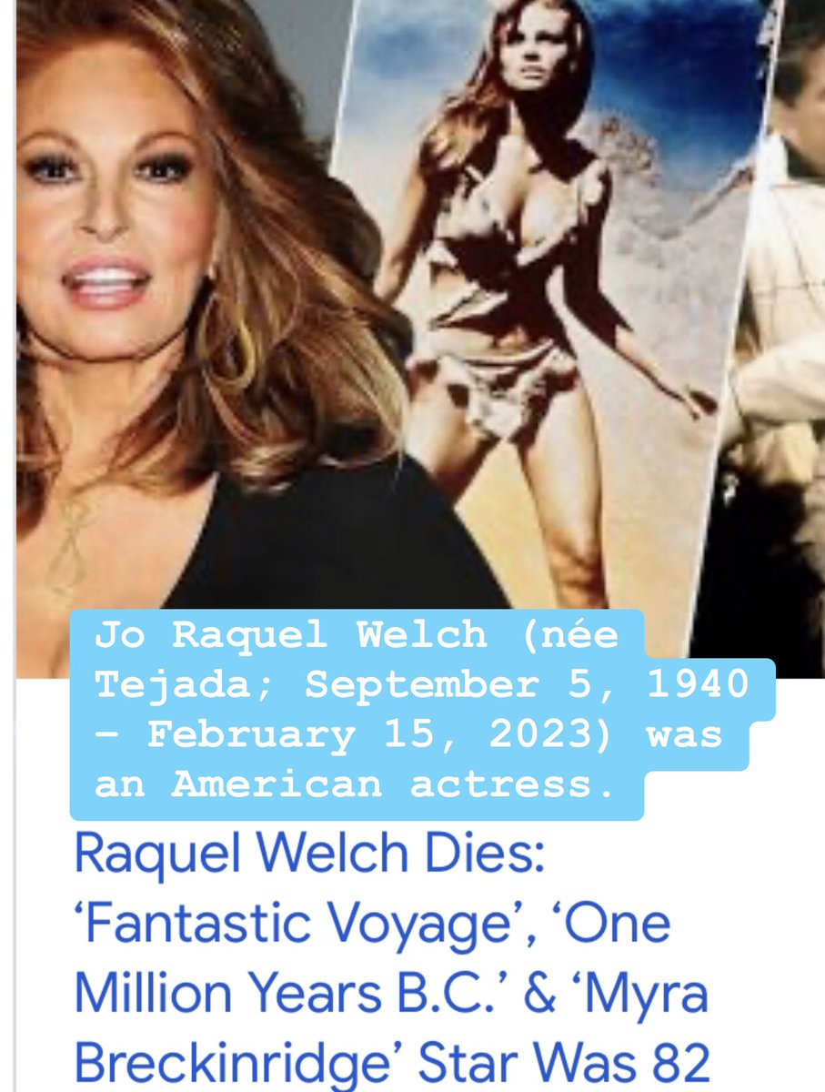 Rest in peace. Raquel Welch. Known for Fantastic Voyage” & One Million Years B.C.
#raquelwelch #raquelwelchrip #movies #movie #fantasticvoyage #onemillionyearsbc #fantasymovies #classicmovies #1950s #1960s #1970s #50smovies #60smovies #70smovies #life #restinpeace