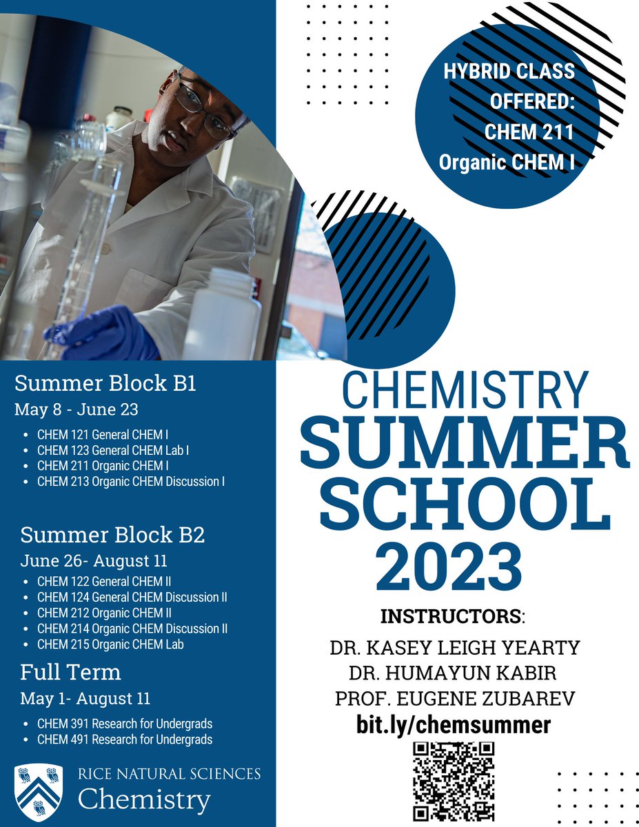 Chemistry Summer School enrollment is open! registrar.rice.edu/students/summe…