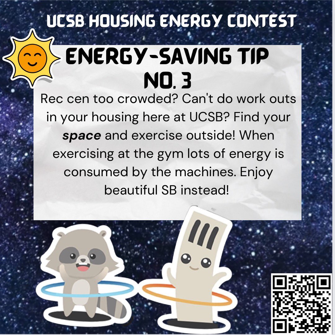 UCSBSustainable's tweet photo. Having trouble finding a good space to exercise? 👽 👾 SB is an awesome place for movement outside! From bike paths, to hikes, and outdoor just-about-anything, there are options for everyone looking for some fun movement! Soak up the sunshine and save on the energy bill! https://t.co/9zhsmn5tCv
