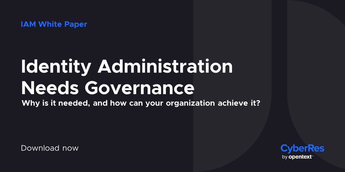 BeckyArenson's tweet photo. Why is Identity Governance and Administration needed and how can your org achieve it?

👉 Find out in this new #IAM white paper from @MicroFocusSec by @OpenText: 

#IdentityManagement #CyberResilience #MyCompany https://t.co/Yd9gV6QNDq https://t.co/qfEnN43Wc9