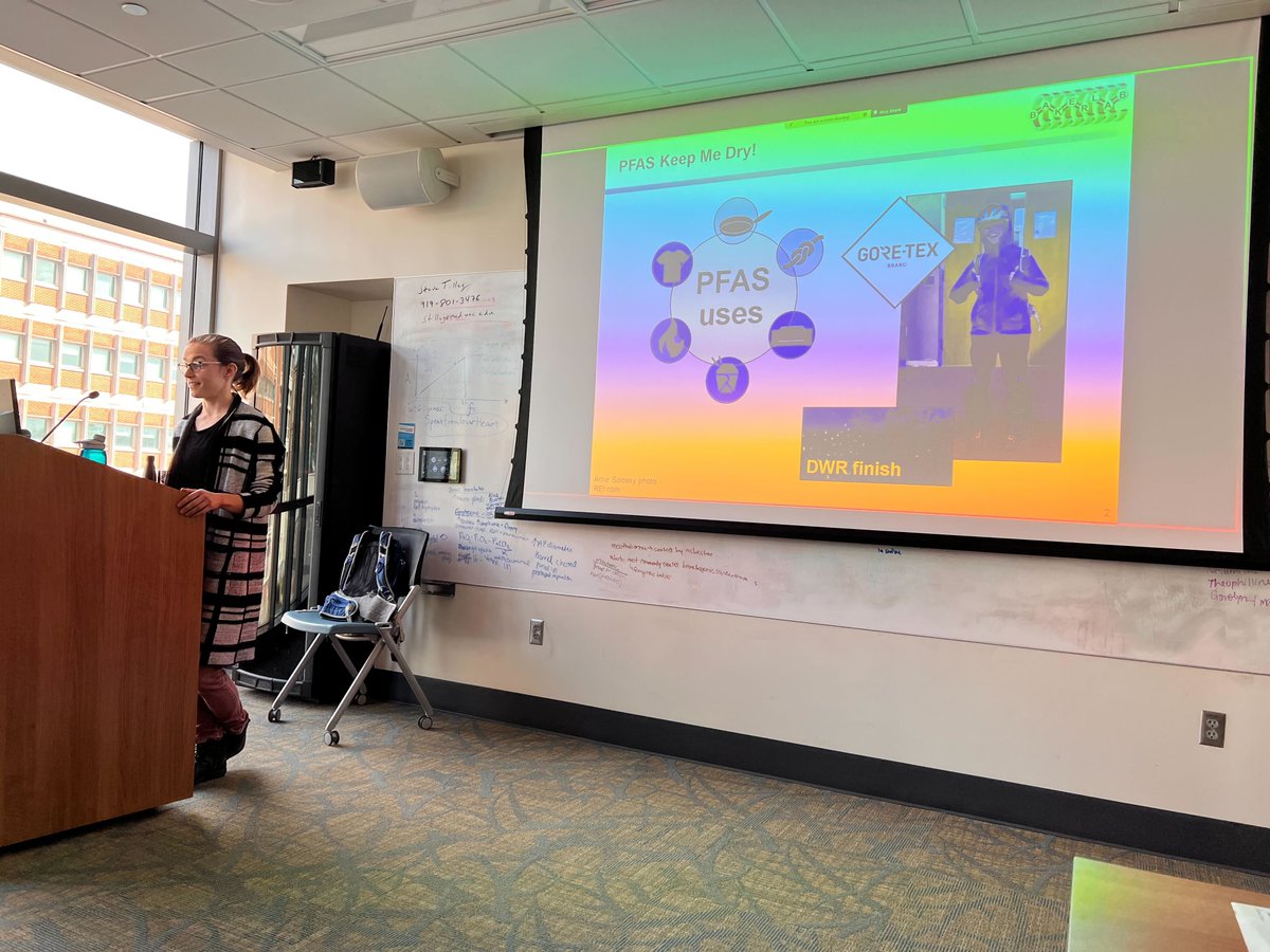 Great job @aspiring_anna for a successful talk this afternoon at UNC's Mass Spectrometry Seminar Series!! Anna shared her work so far on PFAS found in local NC fish🐟