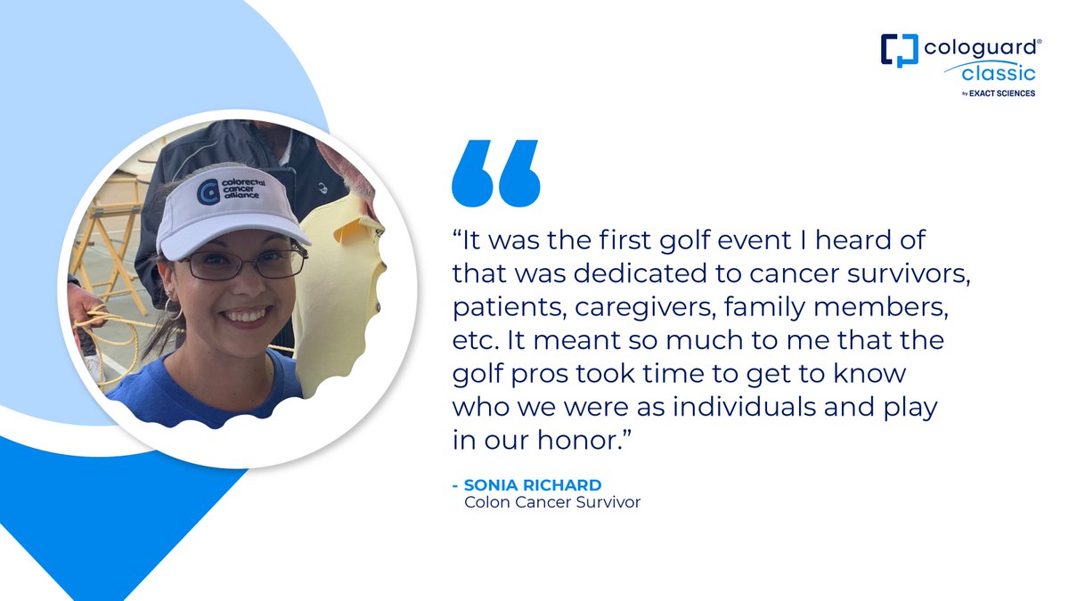 CologuardGolf's tweet photo. The Pairings with a Pro program pairs all players competing in the 2023 #CologuardClassic with a colon cancer survivor, patient or caregiver. Each player will wear a ribbon with their honoree’s name, and several of the honorees will be attending this year’s tournament. https://t.co/GfCyptOkX0
