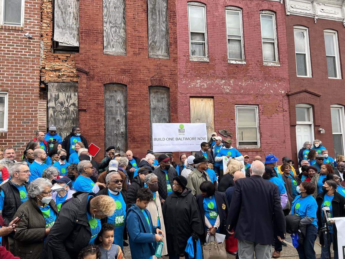 BUILDBaltimore's tweet photo. Today we declared with one voice that we can and will address the crisis of vacant and abandoned homes in Baltimore once and for all by investing $7.5 billion in the city’s neighborhoods and creating a special purpose entity that can raise the capital and ensure the work is done. https://t.co/IrGmsiWceH