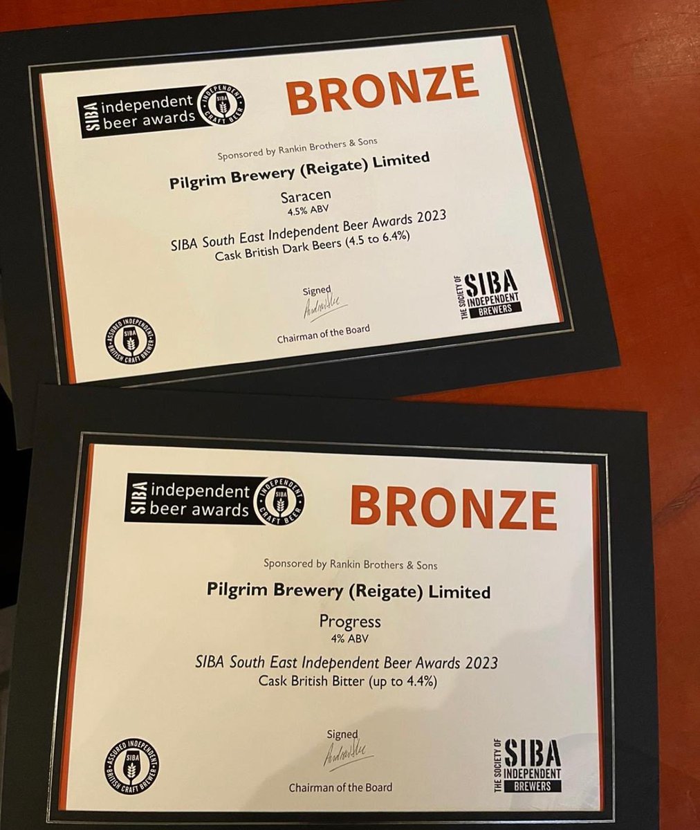<a href="/PilgrimBrew/">Pilgrim Brewery</a> Progress and Saracen have both been awarded Bronze at this year’s <a href="/SIBANational/">SIBA</a> South East beer awards.