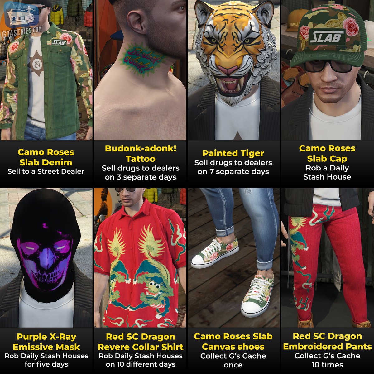GTASeries's tweet image. Unlock rare new rewards in #GTAOnline by completing a series of challenges tied to the Stash Houses, Street Dealers and G's Cache events before March 1