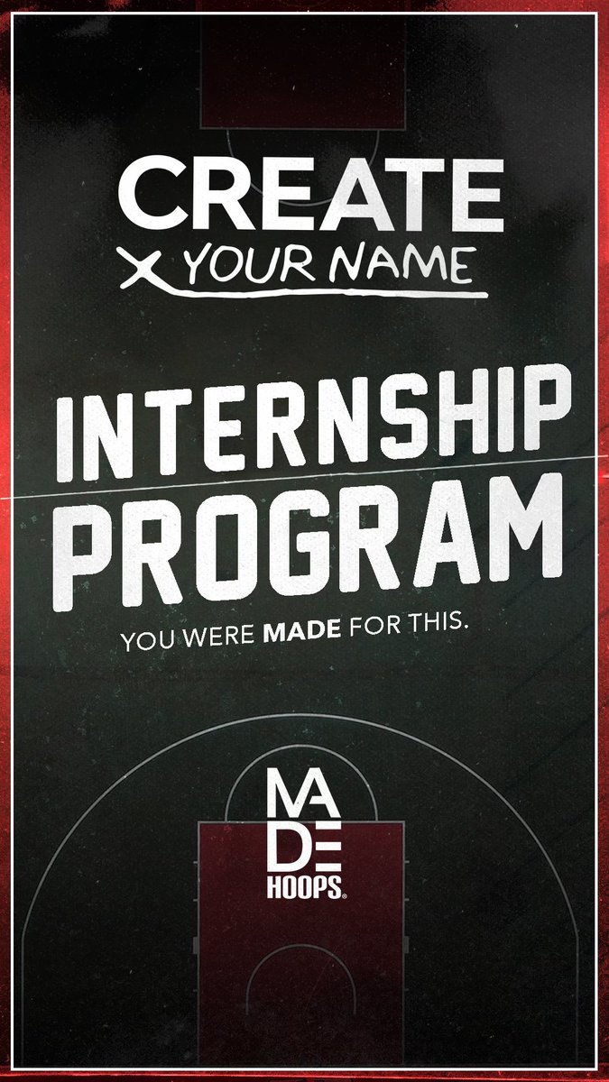 madehoops's tweet photo. MADE Hoops Internship Program 📝

𝐉𝐨𝐢𝐧 𝐭𝐡𝐞 𝐌𝐀𝐃𝐄 𝐟𝐚𝐦𝐢𝐥𝐲 𝐚𝐧𝐝 𝐜𝐫𝐞𝐚𝐭𝐞 𝐲𝐨𝐮𝐫 𝐧𝐚𝐦𝐞. 

MORE | https://t.co/96JHfAtNgR https://t.co/NqCgRmRP5E