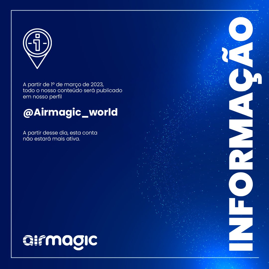 🚨LEMBRETE. Se você deseja se manter informado com nosso conteúdo, siga nossa conta internacional. Esta conta deixará de estar ativa em 1º de março.
👉 <a href="/Airmagic_world/">Airmagic</a> 👈
