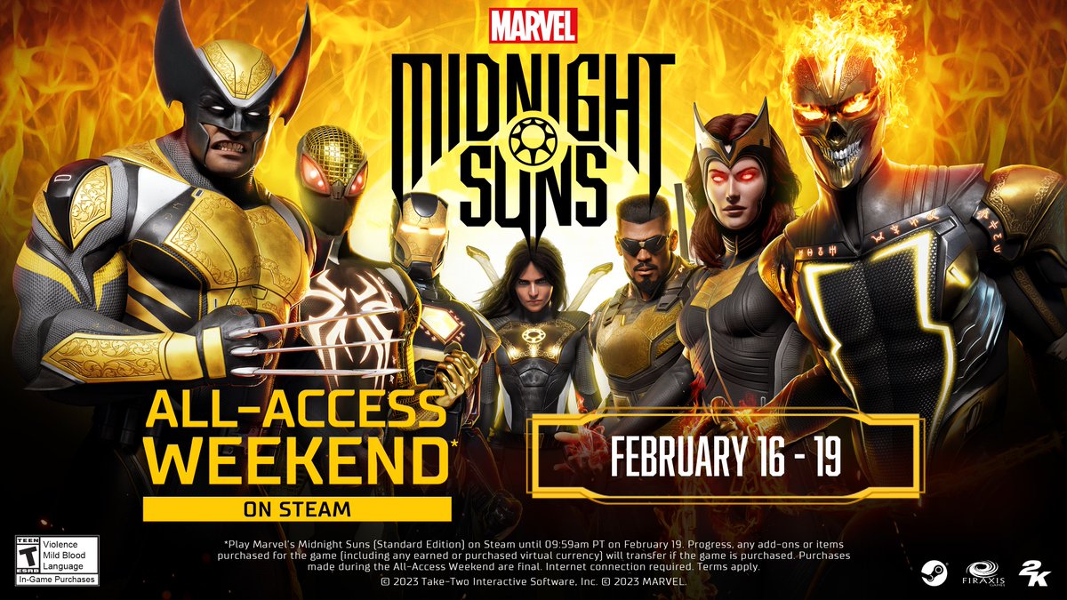 Marvel's Midnight Suns on X: There's no better time than the present to  try Marvel's Midnight Suns! Play the game this weekend on Steam at no cost  to you, from now until