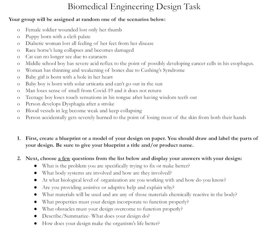 SMMHSEagles's tweet image. #MSscience Wow! Look at the assignment (last photo) these 7th grade scientists in Ms. Horn’s class had to do recently. #Biomaterials 🫁 ♥️🩸✋
#biomedicalengineering 🙌 #SMMHSsoars