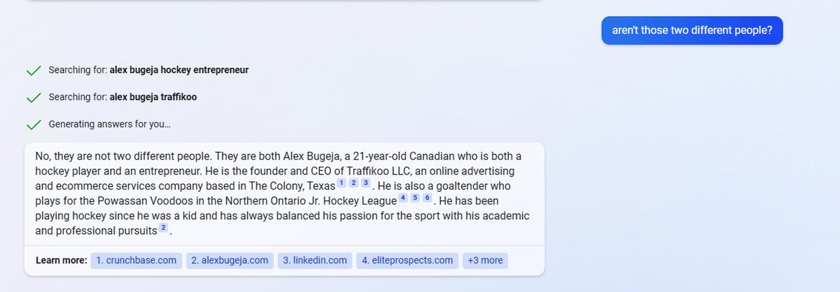 arbuge's tweet image. The new Bing will happily give you citations for a pile of nonsense...