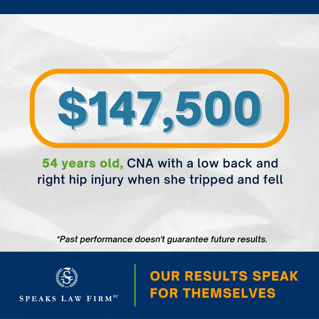 SpeaksLawFirm's tweet image. The following is an example of a matter handled by Speaks Law Firm. 

📲 910-839-7433💻 SpeaksLaw.com 

#Workerscomp #Workerscompattorney #personalinjury #workerscompensation #attorney #slipandfall #workinjury #WilmingtonPersonalInjury #CharlottePersonalInjury