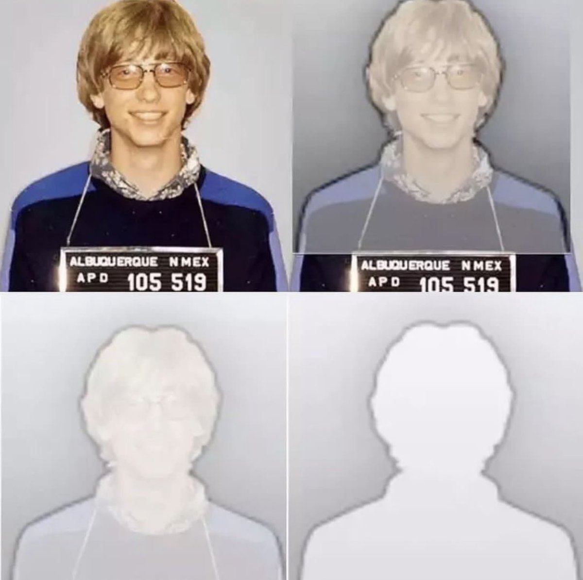 In 1977 Bill Gates was arrested for driving without a license. In 2010 he used the outline of his mugshot as the default profile picture for Microsoft Outlook.