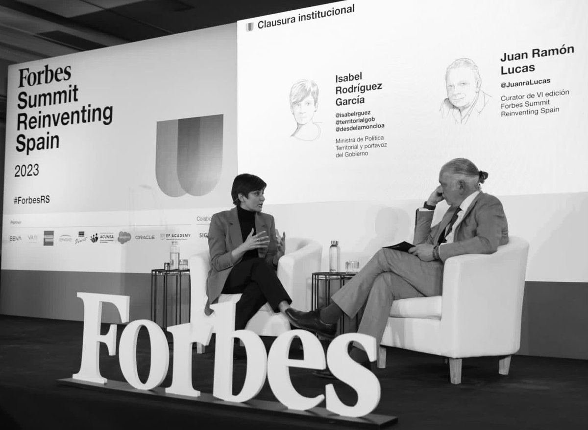 Forbes_es's tweet photo. @bbva @AmericanExpress @ENGIEgroup @VASS_Group @SecuritasDirect @SalesforceES @oracle_es @ACUNSA @Veolia_Es @EF_Academy @sigmados @AngelesBlancoTV @ArodSpainMedia @SpainMediaES @NadiaCalvino @_minecogob @es_INE @rodriguezbraun @AENOR @PactoMundial @tinamonge @irenecano @Meta @Ruiz_Noticias @HMHOSPITALES @idisalud @GSK_ES @guillermocat @DrMariaNeira @OMS_Spain @belengpino @OndaCero_es @publictechlab @enriquepolo @carmeartigas @SEDIAgob @anaterradillos @cuatroaldia @NunezFeijoo @ppopular @Cepsa_ES @SEO_BirdLife @BBVA_espana @LAURADEVEGAF @isabelrguez @territorialgob 🔵 #ForbesRS
🗣️ @isabelrguez, ministra de @territorialgob y portavoz del Gobierno @desdelamoncloa: "No me gusta la división, pero creo que lo importante es el resultado del Gobierno"
🗨️ @JuanraLucas https://t.co/x9UqbRdOBB