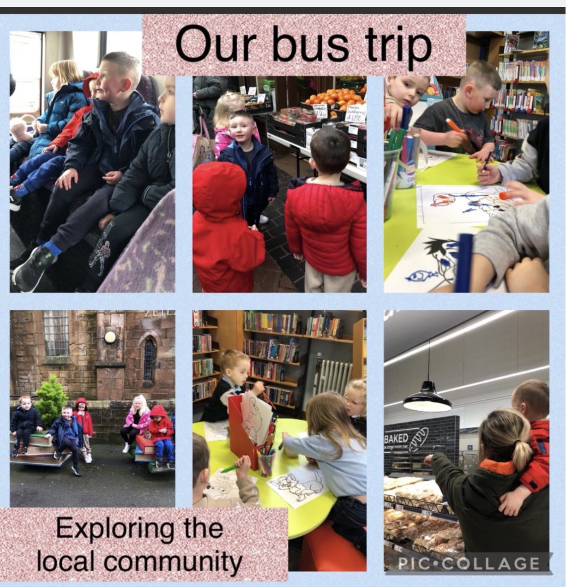 BowhouseBairns's tweet photo. Our weekly community outing 🥰 Our wee people visited the library, local grocers to purchase fresh fruit & the supermarket. The lovely employees of Asda prepared fresh pancakes in the bakery for our wee people to observe. #Community #RealLifeExperiences #SkillsForLearningandLife https://t.co/UjoCR0cABP