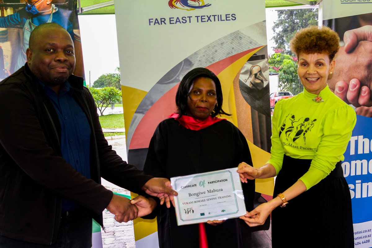 VukaniBoMake's tweet photo. Last week, 16 trainees from Ezulwini graduated from the Vukani BoMake Project training at Far East Textiles. 

The initiative is supported by the International Trade Centre through the European Union funded "Support to Job Creation" Project. https://t.co/tDS72VGfz3