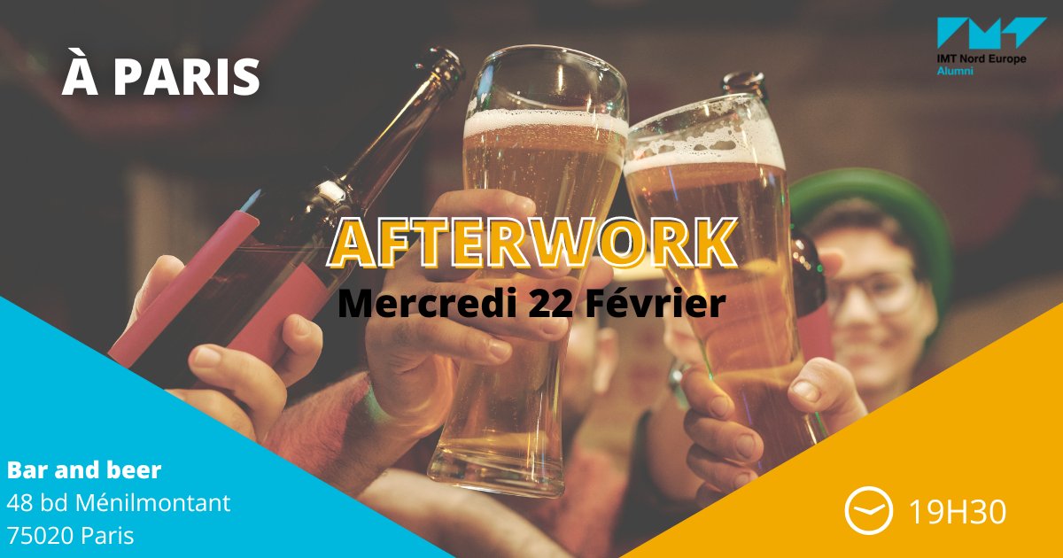 ll n'est jamais trop tard pour prendre le premier verre de 2023 tous ensemble ! 

Rendez-vous à Paris le Mercredi 22 Février au Bar &amp; Beer ! 

Inscris-toi  : imt-nord-europe.org/agenda/premier…