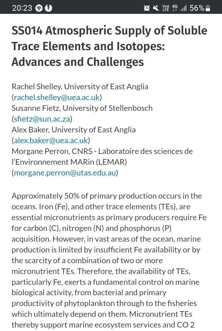 susanne_fietz's tweet photo. Deadline for #aslo2023 in Palma fast approaching! ⏰️ @geotraces and @SOLAS_IPO Submit your aerosol trace element studies to Session SS014 (Atm supply of sTEI), a #RUSTED_SCOR (@SCOR_Int group 167) initiative. https://t.co/Bl78Opn6bQ