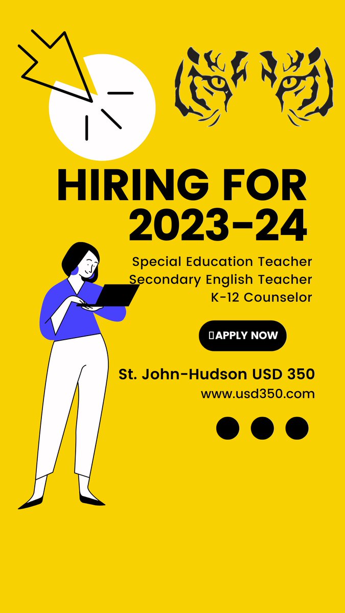USD 350 is looking for some great people to join our team.  We need an English teacher, a Counselor, and a Special Education teacher for next school year.  
usd350.com/vnews/display.…