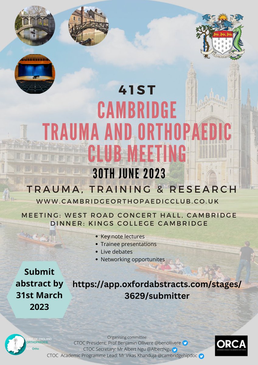Cambridge Trauma &amp; Orthopaedic Club 2023 Academic Meeting!
30th June 2023!
Save the Date!