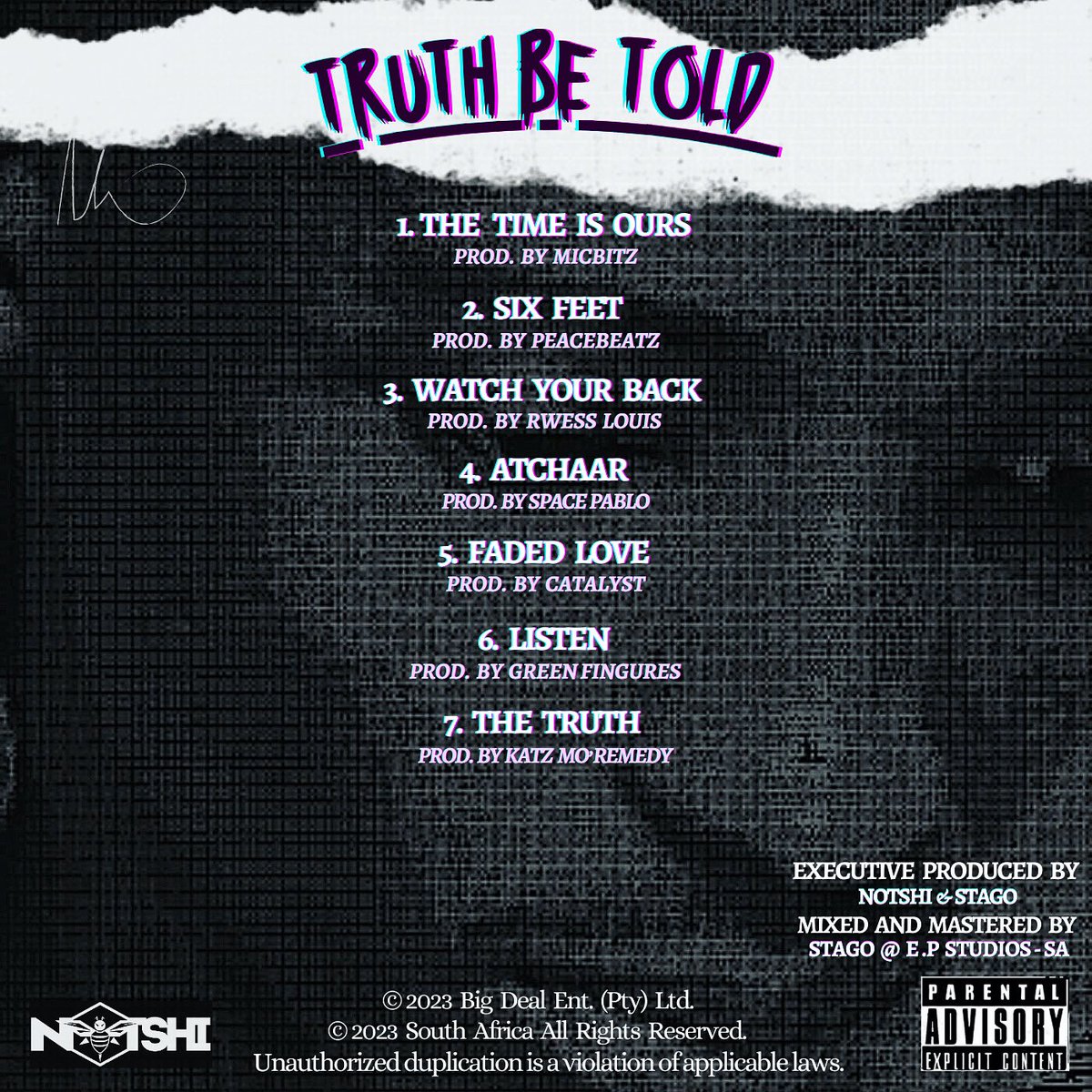 Notshi_'s tweet photo. TRUTH BE TOLD (EP)‼️ Tracklist&amp;Credits.🙇🏾‍♂️ 

Release date TBA.🙏🏾 

#Motswako #TruthBeTold https://t.co/OLdomFknbk