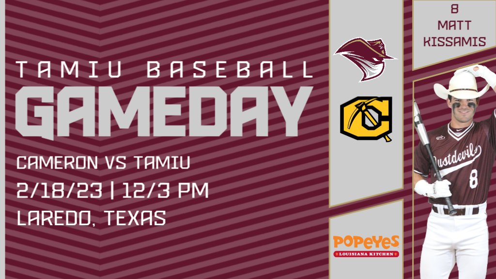 TAMIUAthletics's tweet photo. 🚨BASEBALL GAMEDAY🚨

@TAMIU_BSB meets Cameron in seven-inning doubleheader action

⚾️: TAMIU vs @cameronaggies 
 📍 : Jorge Haynes Field (Laredo)
⏰: 12/3 pm
📺: https://t.co/w61z6m9C6y
📈: https://t.co/zH2QimnxdH

#DustEm🤘 https://t.co/gfMQNwoRyn