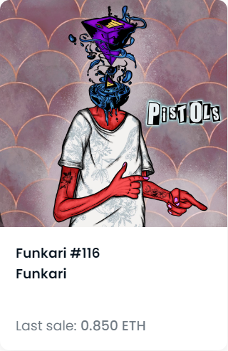 Cybor4444's tweet photo. got my favorite @FunkariNft at .85 and made a pfp fanart of him two weeks ago wen fp was .5 
feel so lucky cuz we hit 1 eth now  🚀 https://t.co/32on3kry2z