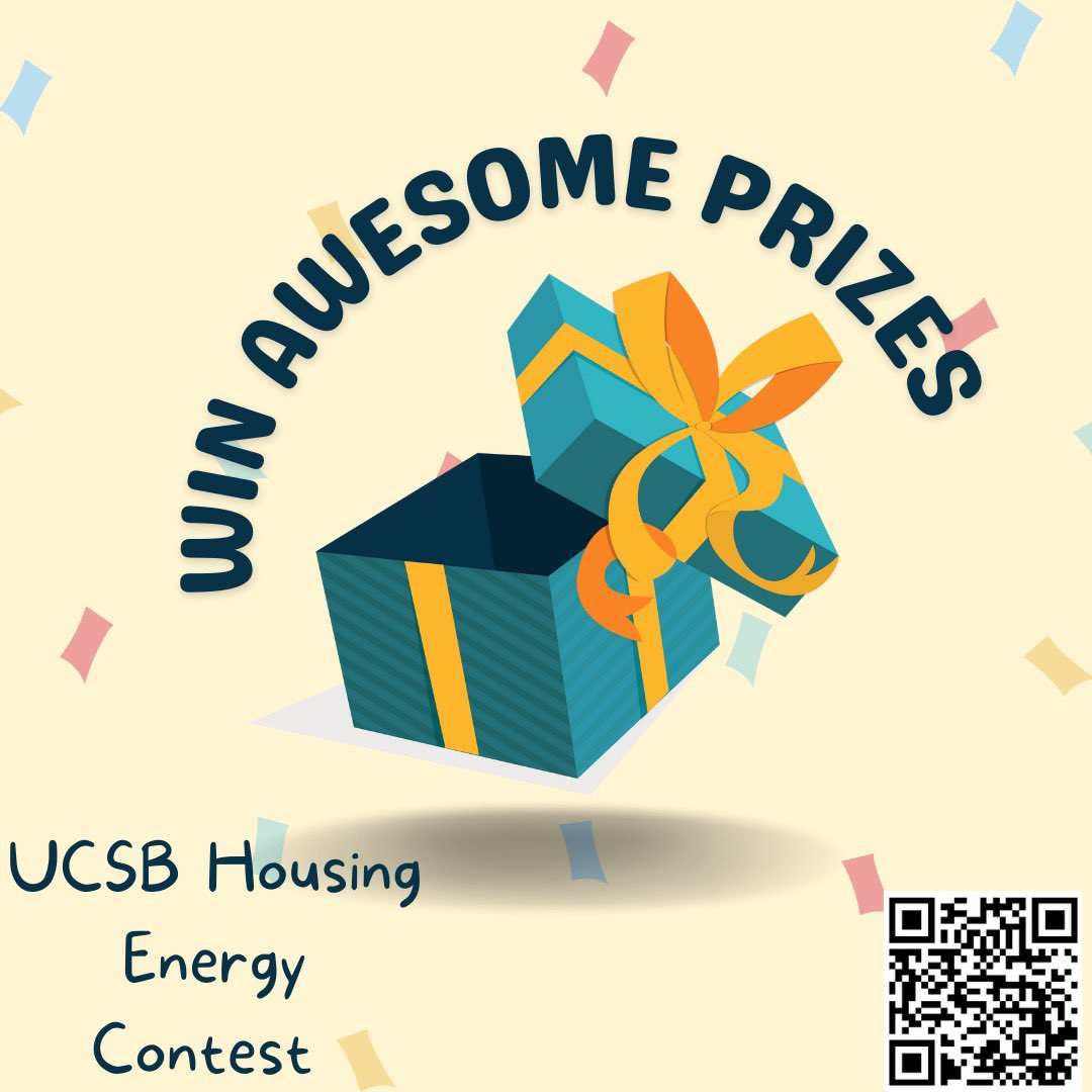 UCSBSustainable's tweet photo. That’s right! We're giving out prizes for those who save the most during the UCSB Housing Energy Contest! Sign up and log your activities for the chance to win! Link in bio! #ucsb #ucsbsustainability #saveenergy #forthefuture #win #prizes https://t.co/ctZuNULTTO