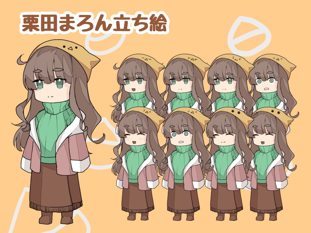 thick eyebrows skirt brown skirt brown hair sweater hat long hair  illustration images