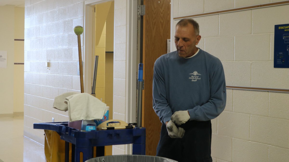 MehlvilleSD's tweet photo. English-language arts teacher @ErinGaubatz and custodian Joe Coco are the 2022-2023 @BernardMiddle Teacher and Classified Employee of the Year. Congratulations! 💙 #msdr9 https://t.co/hnqTPK6SnM