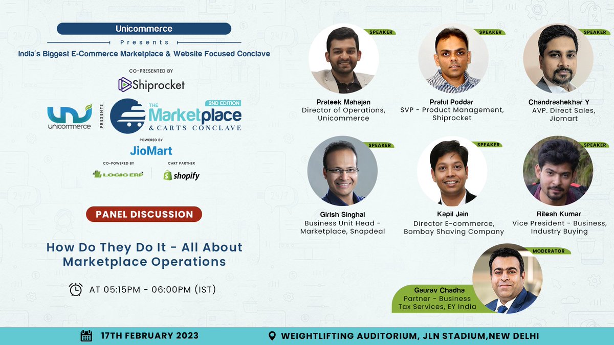Unicommerce_'s tweet image. Join us for a dynamic and engaging panel discussion that explores: How Do They Do It - All About Marketplace Operations
Register now: bit.ly/3Wtd2Gv
#MPCConclave2023 #panelists #UnicommerceEvents #EcommerceSellingSimplified #Marketplace #Carts #Conclave #MegaEvent
