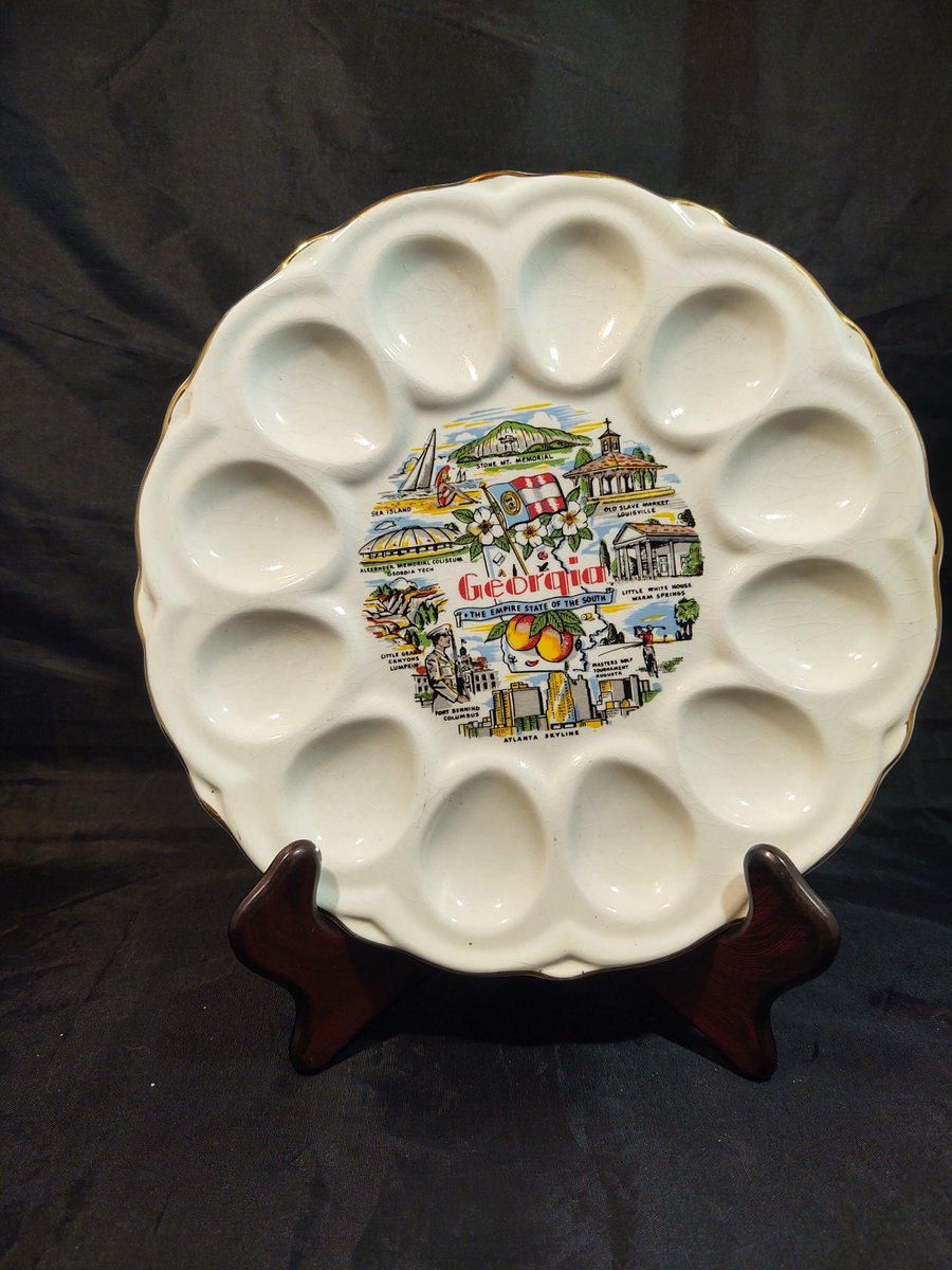 Excited to share the latest addition to my #etsy shop: State of Georgia Souvenir Deviled Egg Plate 22 kt Gold Trim etsy.me/3EboSyN #white #plasticfree #vintagesouvenir #georgiasouvenir #travelsouvenir #vintageeggplate #georgiaeggplate #georgialandmarks #thesabi
