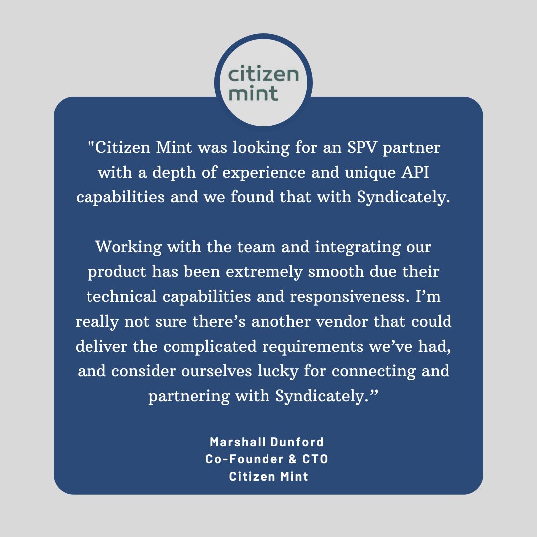 syndicate_ly's tweet photo. We are thrilled to feature the experience of @citizen_mint! With our API expertise and technical capabilities, we were able to seamlessly integrate their platform. If you're seeking an API solution to enhance the speed of your deal platform, let's collaborate and revolutionize your business together! #API