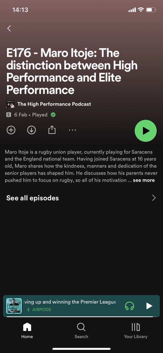 Loved the @maroitoje episode! Unreal dedication and attitudes & values which have stayed with him from the very beginning. I will be recommending this episode to the young people at school and our football club. @mrjakehumphrey #CaptainMaterial #HighPerformance #ElitePerformance