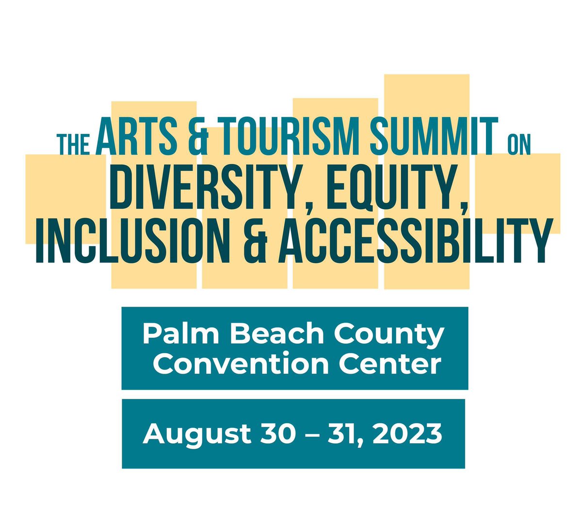 palmbchculture's tweet photo. Save the date! The Arts &amp; Tourism Summit on Diversity, Equity, Inclusion, and Accessibility returns on August 30 and 31 at the @PBConventionCtr. It will be free to attend this two-day voluntary event. More information and details will be released soon. #palmbeachculture https://t.co/pSliSORyfz