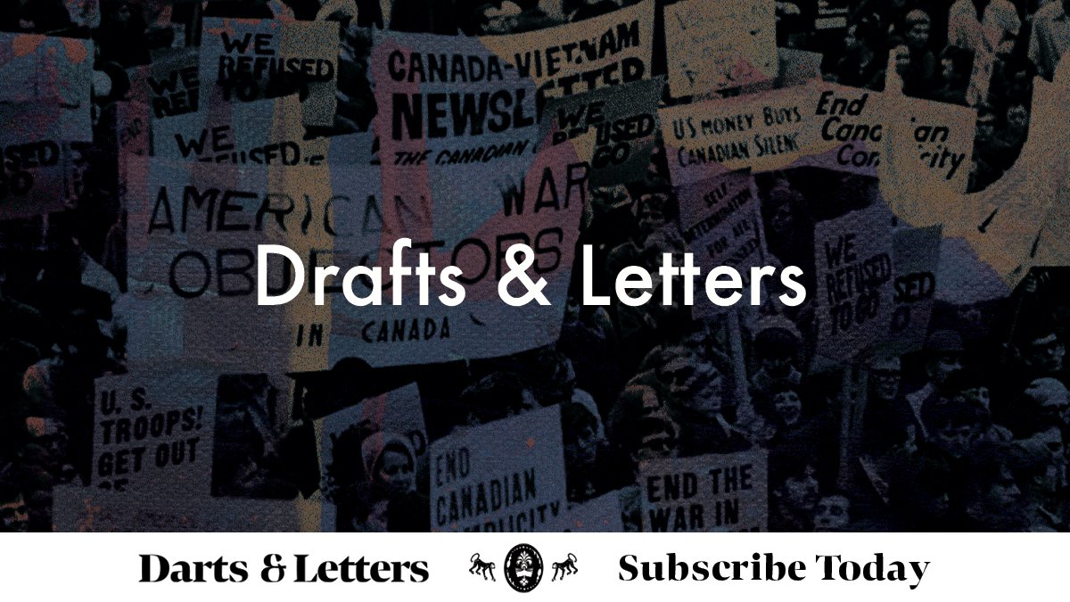 Harbingertweets's tweet photo. On 📚@dartsandletters📚ep73 guest host @_tuneswitch unpacks the Vietnam War resister exodus from the US in the 60s/70s, and how when these 40,000 disaffected Americans arrived they didn't always find the Canada they expected: 

https://t.co/WT8Zga3psa

https://t.co/u5mLUOl2q5 🔶 https://t.co/1Qb6wpCUIH
