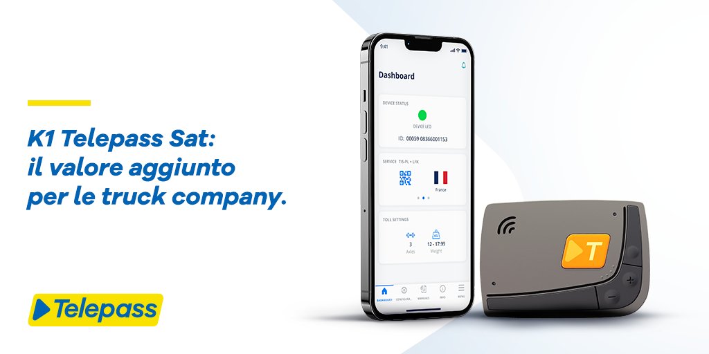 telepass's tweet photo. Accesso alle informazioni e notifiche push. 
Documentazione digitale. 
Integrazione di Servizi a Valore Aggiunto. Comunicazione efficace in più lingue. 
Stato in real time del dispositivo. 
Tutto in una #App.

Utopia per le #truck #company?

No, con K1 Telepass Sat #Telepass. https://t.co/tlTtQqEKxx