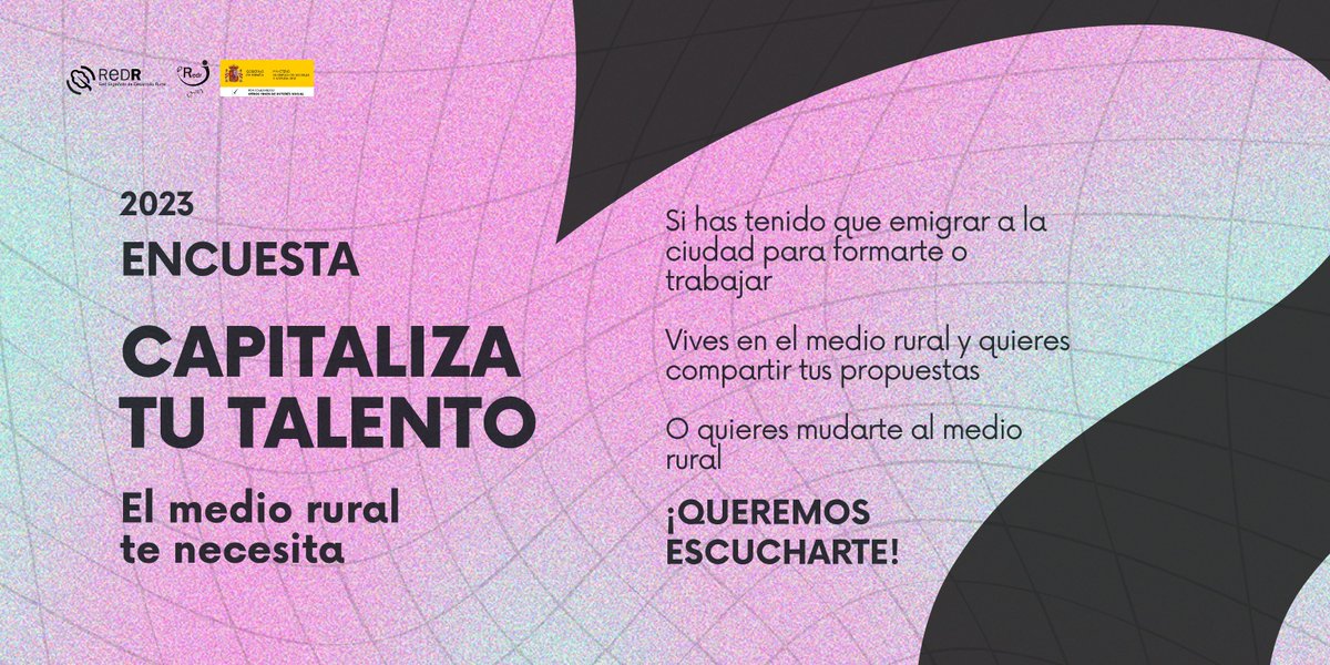 redespanola's tweet photo. 🫵 Capitaliza tu talento: ¡el medio rural te necesita!

Lanzamos una encuesta para conocer las prioridades y retos de la juventud rural y urbana 🏘️⚡️🏙️

¿Por qué te marchaste de tu pueblo? ¿Vivirías en el medio rural?...🤔💭

https://t.co/N7XThMVJCX

#EYS2023 #CapitalizatuTalento https://t.co/2wGW4lHihK