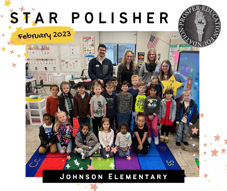 ProsperEdFound's tweet photo. Excited to announce Ms. Moore is the February Star Polisher at Johnson Elementary! Thank you for all that you do for our students! #JohnsonElementary https://t.co/iI9XCbCNiA