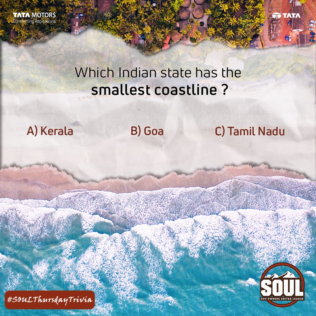 TataMotors_Cars's tweet image. We&apos;re stoked for #ThursdayTrivia. Are you?​
​
Let us know the right answer in the comments below.​
​
#SOULThursdayTrivia #ConnectWithSOUL #TataHarrier #TataSafari #Quiz #TataMotorsPassengerVehicles