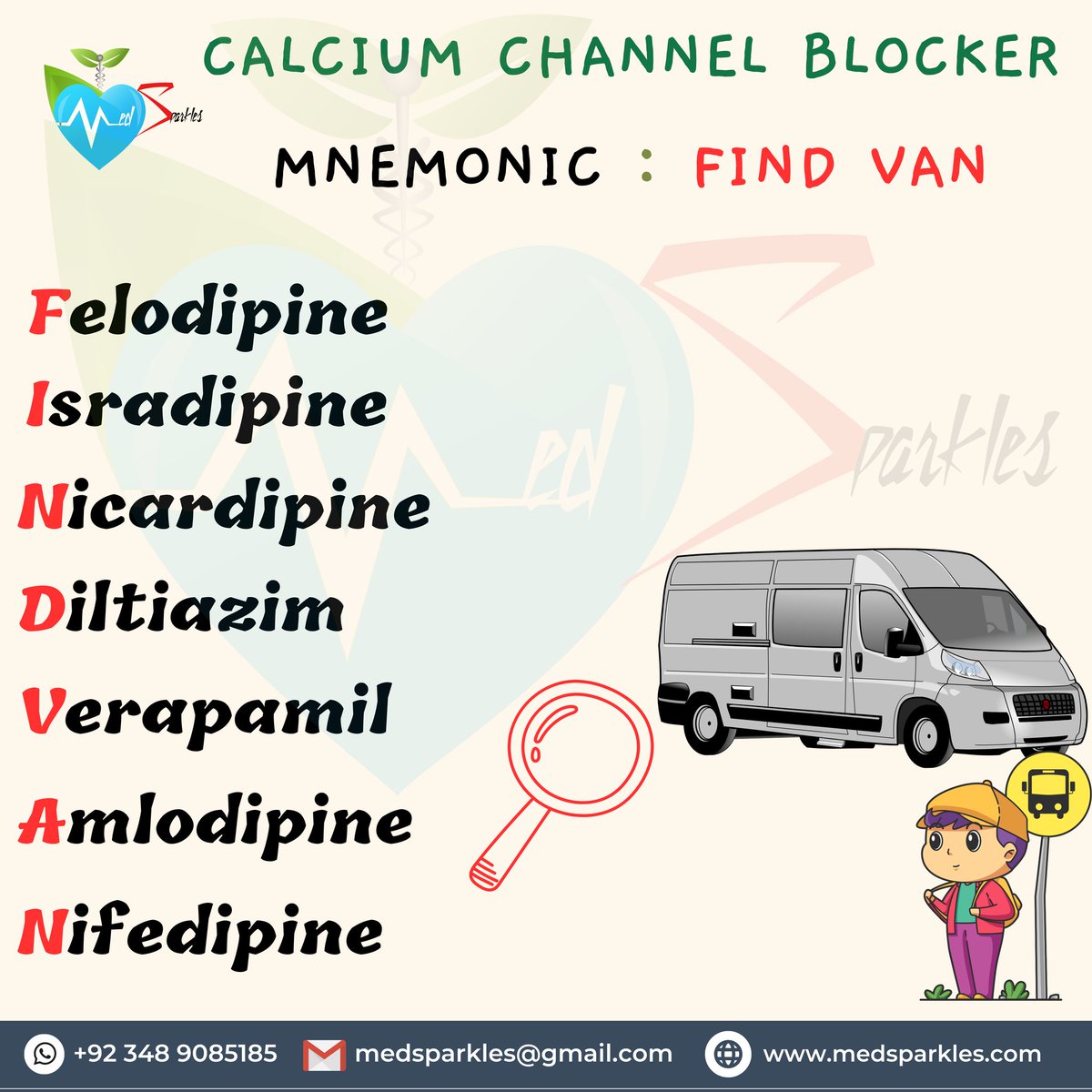 Med_sparkles's tweet photo. Easyway to remember Calcium channel Blockers.
Mnemonic : FIND VAN
#CalciumChannelBlockers
#CCBs
#BloodPressureMeds
#CardiovascularDrugs
#HeartHealth
#HypertensionTreatment
#AnginaRelief
#VascularHealth
#Pharmacology
#MedicalMnemonics https://t.co/POfvFIRCdJ