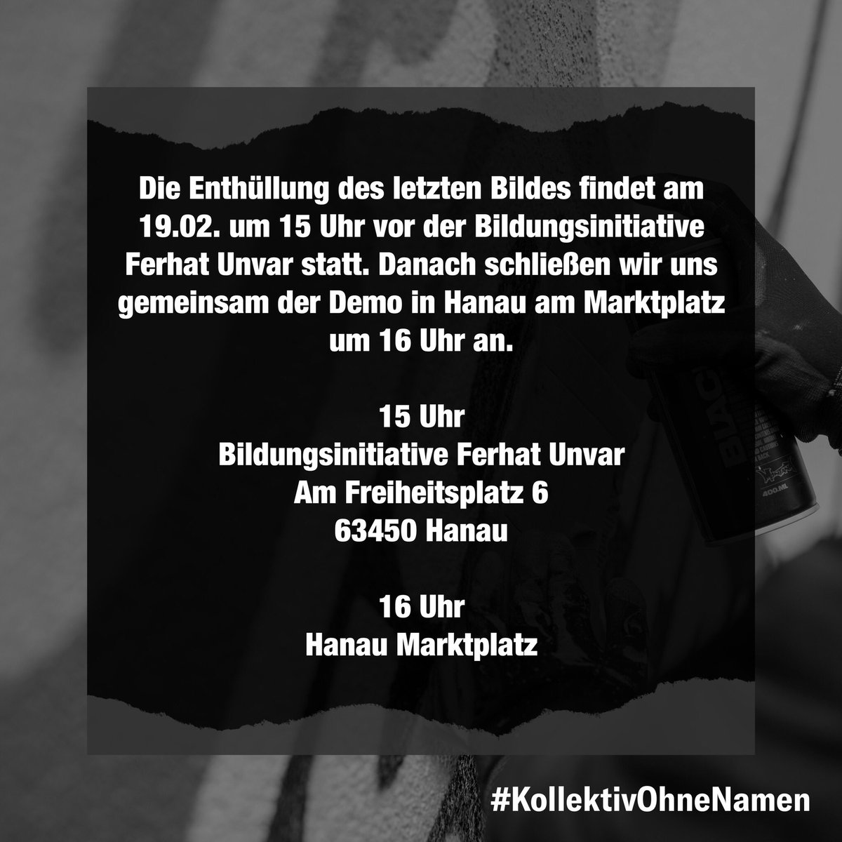 Gemeinsam mit von Rassismus betroffenen Jugendlichen malen wir neue Bilder, nehmen neue Räume in der Öffentlichkeit ein und gestalten den Lebensraum mit unseren Realitäten - von Frankfurt bis Hanau - damit niemand mehr wegschauen kann.