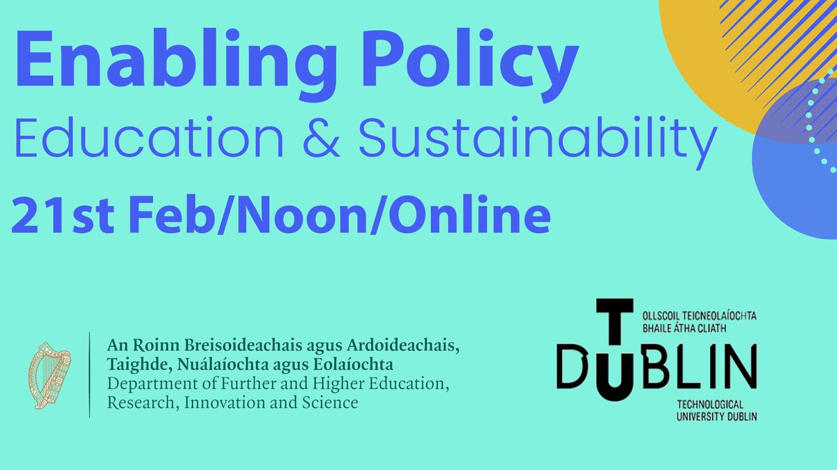 TU Dublin Learning, Teaching & Assessment (@tudublin_lta) on Twitter photo For week 5 of <a href="/WeAreTUDublin/">TU Dublin / OT Baile Átha Cliath</a> 'Enabling Policy' webinar, we're joined by <a href="/siobhansleeman/">Siobhan Sleeman</a> of <a href="/DeptofFHed/">Department of Further and Higher Education</a> alongside TU Dublin's @Brian_GormleyD7 @jackdicapua_ & J. Boyer for a discussion on policy approaches to ed for sustainable development, for info see bit.ly/3GrVAMy For week 5 of <a href="/WeAreTUDublin/">TU Dublin / OT Baile Átha Cliath</a> 'Enabling Policy' webinar, we're joined by <a href="/siobhansleeman/">Siobhan Sleeman</a> of <a href="/DeptofFHed/">Department of Further and Higher Education</a> alongside TU Dublin's @Brian_GormleyD7 @jackdicapua_ & J. Boyer for a discussion on policy approaches to ed for sustainable development, for info see bit.ly/3GrVAMy