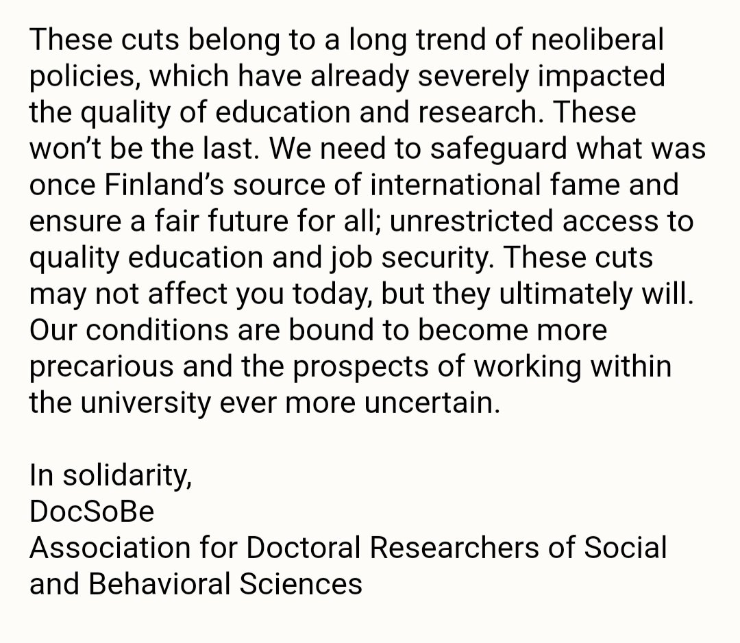 DocSoBe's tweet image. DocSoBe opposes UTU's budget cuts! READ MORE HERE 👇 #UTU #utugs #yhteiskuntatieteellinen #UniTurku #turunyliopisto #opettajankoulutus #väitiös