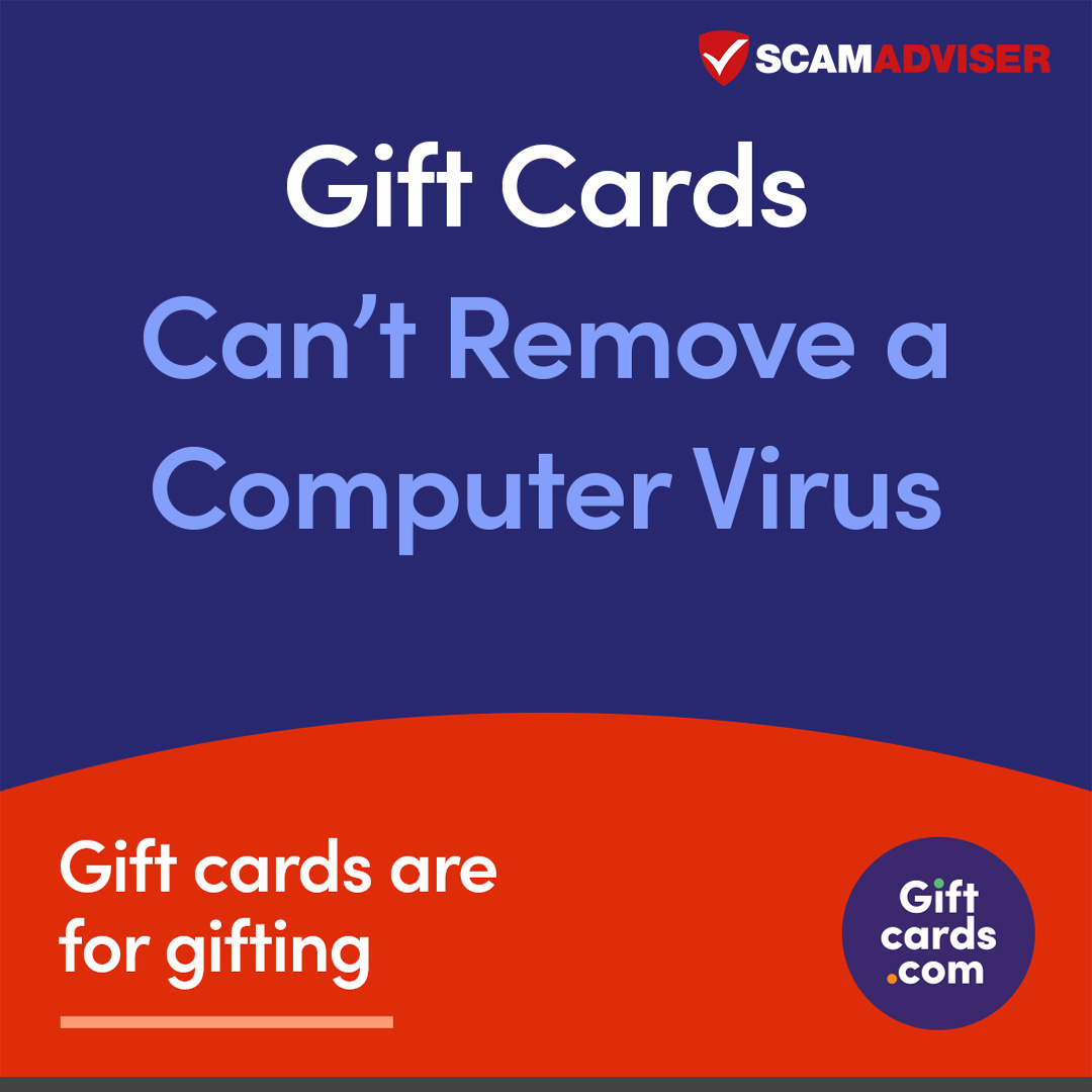 scamadviser's tweet photo. Gift cards are for gifting! Anyone who asks to be paid with gift cards to solve a computer problem may be trying to scam you: https://t.co/Yb8yW4e3cW
#ScamAdviserTips #GiftCard #PaymentScam #GiftCardScam #OnlineScam #Scam https://t.co/VLJWVdKNve