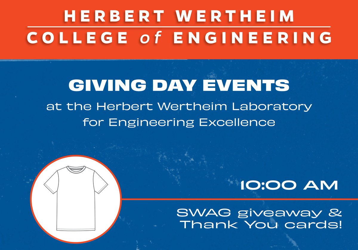 UFCISE's tweet photo. Thinking about giving to #UFCISE? Well, today seems like the perfect day.
A gift of $25 will help us support our amazing students, faculty and staff. And don't forget to stop by the Wertheim lab for some free SWAG. #AllForTheGators #GatorCSNCE
https://t.co/2isyPEfqld https://t.co/jQCWHLHy0k