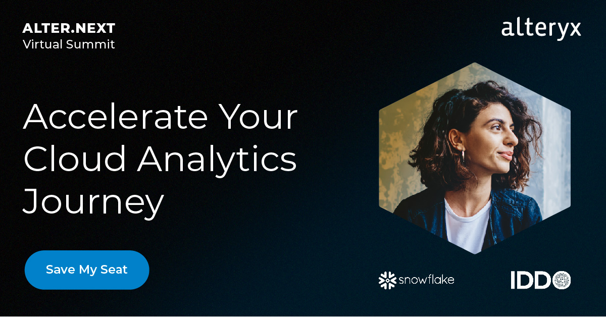 alteryx's tweet image. #AlterNext starts momentarily! Get empowered with our all-star lineup, including:

🦈 @BarbaraCorcoran (@ABCSharkTank)
😷 Kalynn Kennon (@IDDOnews)
❄️ @kbash09 (@SnowflakeDB)
📊 Plus Alteryx leaders

Register now: ow.ly/WEIW50MSz0t

#AlteryxCloudWeek #AlteryxAnalyticsCloud